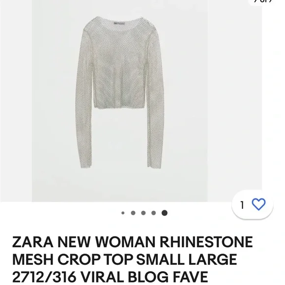 Zara Rhinestone Mesh Top NWT - Picture 2 of 9